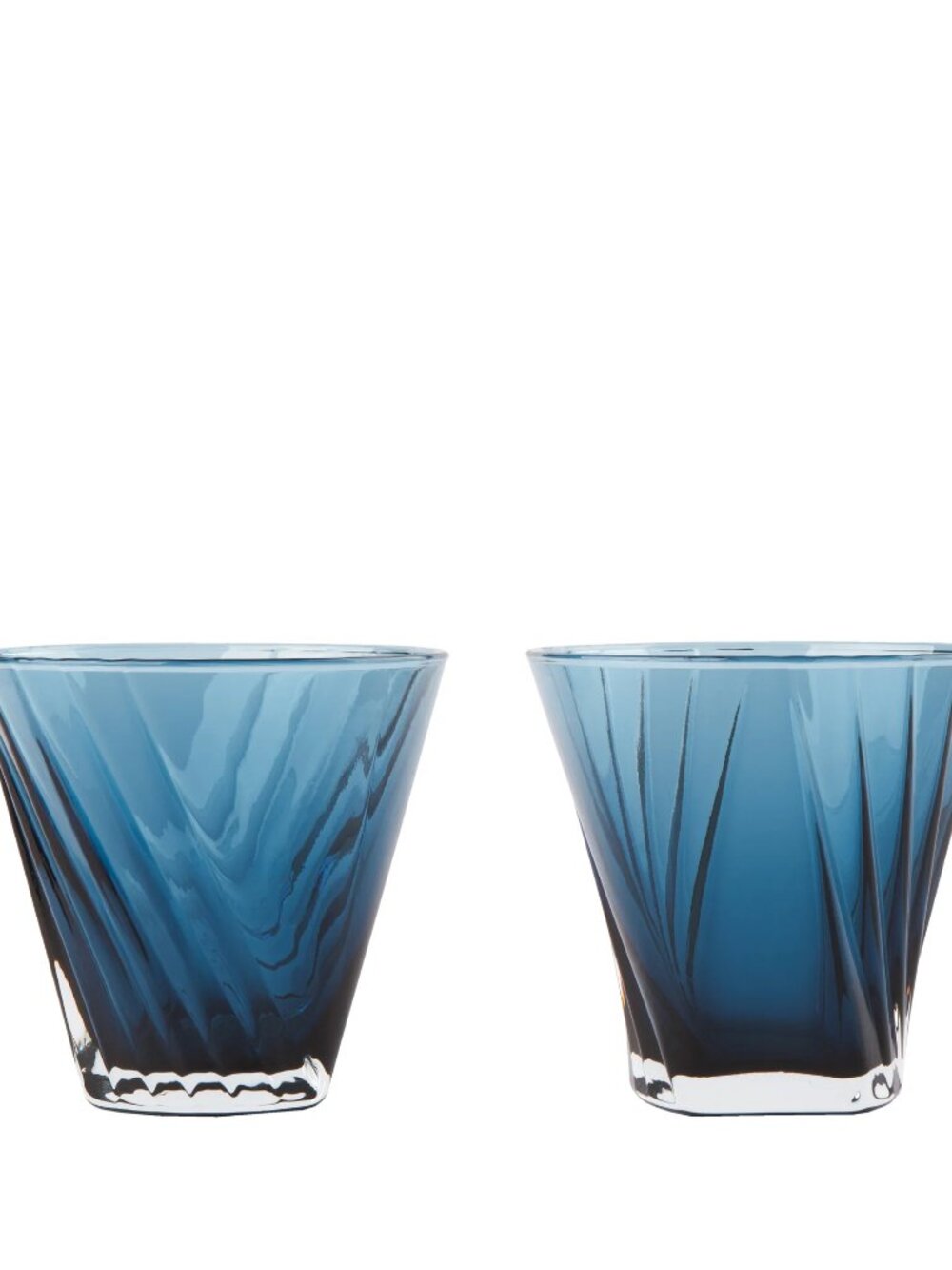 MAX ID NY Vee Tumblers in Blue Mouth-blown Glass Set of Two Gift Boxed NWT